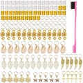 Set complet de 140 bijoux pour dreadlocks avec manchettes en métal et brosse rose - Kit d'Accessoires Dreadlock (Avec Boîte de Rangement)