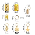 Lot de 102 bijoux de cheveux dorés avec pendentifs coquillage et feuille pour tresses - Doré