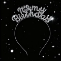 Diadema brillante de strass 'It's my Birthday' para decoración de fiesta de cumpleaños - Plateado