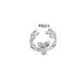 40pcs bulk set of silver flower engraved adjustable rings for hair accessories and DIY crafts - Silver