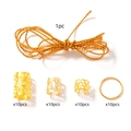 41-piece set of gold braid accessories including hair rings and one metallic styling cord - Gold