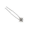 Silver U-shaped hair pin featuring an octagonal star with sparkling white rhinestones - Single Starlight Style / Silver