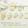 106-teiliges Set aus goldenen Herz-Anhängern und Haarringen für Flechtfrisuren-Zubehör - Gold