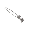 Silver U-shaped hair fork featuring shimmering rhinestone-studded double star motifs - Star Cluster Style / Silver
