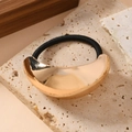 Elastico per capelli minimalista con grande mezzaluna in metallo dorato su pietra - Oro