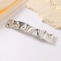 Elegant silver ripple metal spring hair clip for women with minimalist liquid metal texture - Silver