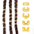 100er Set vergoldete Haarschmuckringe für Dreadlocks mit Blumen und Kettengliedern - JH-75 / Gold
