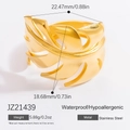 Anillo de hoja de monstera calado en acero inoxidable bañado en oro 18k resistente - Estilo de Hoja de Monstera (JZ21439)