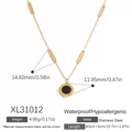 Gold stainless steel necklace with 18K gold finish and Roman numerals disc pendant - 18K Gold Plated / Gold (XL31012)