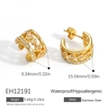 Orecchini a clip a C in acciaio dorato con zirconi, diametro 15 mm e design impermeabile - Coppia Oro (EH12191)
