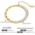 Interlocked heart bracelet in 18K gold plated stainless steel with zircon stones - Coffee Bean Rhinestone Bracelet (SL41685) / 18K Gold Plated