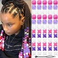 Set de 60 cuentas de acrílico rosa lila blanco y herramienta para trenzas y peinados DIY - Multicolor
