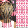 Set de cuentas acrílicas rosa de corazón y bola para trenzas con herramienta negra - Rosa Claro