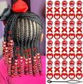 Set de 60 cuentas de acrílico rojas y blancas para trenzas africanas con herramienta gancho - Corazón Rojo