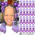 Set de cuentas de acrílico moradas para trenzas africanas con formas de corazón y mariposa - Estilo Corazón Púrpura