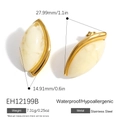 Blattförmige Edelstahl-Ohrringe aus cremefarbenem Harz mit 18k Vergoldung - Cremeweiß-Stil (EH12199B) / 18K Vergoldet / Milchweiß
