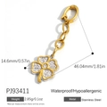 Tweekleurige klaver hanger van roestvrij staal met kristal, waterdichte strandsieraden - Klavertje Stijl (PJ93411)