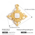 Golden stainless steel vintage cross pendant with white enamel inlay and relief floral patterns - Vintage Hollow Cross Pendant (PJ93353)
