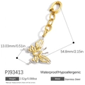 Two-tone stainless steel butterfly bikini pendant with crystal and pave diamond clasp - Butterfly Style (PJ93413)