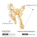 Ciondolo a farfalla in acciaio inossidabile dorato con smalto bianco e zircone - Ciondolo Farfalla con Strass (PJ93356)