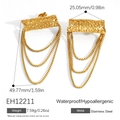 18k gold plated stainless steel tiered chain tassel earrings with hammered texture - 18K Gold Plated / Gold Hammered Tassel Style (EH12211)
