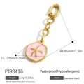 Colgante de estrella de mar en acero inoxidable con baño de oro 18K y esmalte rosa - Estilo Estrella de Mar Hexágono Esmalte Rosa (PJ93416)