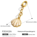 Colgante de bikini de acero inoxidable chapado en oro de 18K con concha de esmalte crema - Estilo Concha de Esmalte Blanco Crema (PJ93418A)