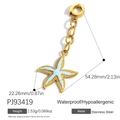 Sky blue enamel starfish pendant in 18K gold plated stainless steel for bikinis - Sky Blue Enamel Starfish Style (PJ93419)
