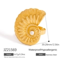 Anello a conchiglia a spirale dorata in acciaio inossidabile con perla bianca al centro - Oro (JZ21569)