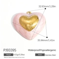 Pink marbled enamel heart pendant in 18K gold plated stainless steel for jewelry making - 18K Gold Plated / Heart Cloud Pattern Pendant (PJ93395)