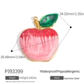 Pink marble texture apple pendant charm in stainless steel with a gold loop finish - Textured Apple Pendant (PJ93399)