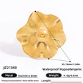 Anello a fiore in acciaio inossidabile placcato oro 18K con pietra naturale impermeabile - Placcato Oro 18K / Stile Fiore a Trama Ondulata (JZ21343)