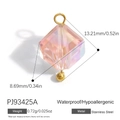 Pendente cilindrico in cristallo rosa sfaccettato in acciaio inossidabile placcato oro - Ciondolo a Colonna Sfaccettata (PJ93425A) / Set di 3 / Rosa