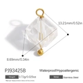 Ciondolo minimalista in acciaio inossidabile con cristallo trasparente sfaccettato oro - Ciondolo a Colonna Sfaccettata (PJ93425B) / Set di 3 / Trasparente