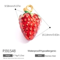 Red strawberry pendant in 18K gold plated stainless steel for DIY jewelry making - 18K Gold Plated / Strawberry Style Pendant (PJ91548)