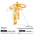Polished 18K gold plated stainless steel bow charm, 39.5mm length and waterproof finish - 18K Gold Plated / Bow Metal Pendant (PJ91010)