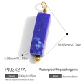 Lapis blue natural stone cylinder pendant with golden stainless steel bail for necklaces - Rectangular Bar Pendant (PJ93427A) / Set of 3 / Dark Blue