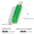 Green crystal rectangular pendant with gold stainless steel ring and bead detailing - Rectangular Bar Pendant (PJ93427B) / Set of 3 / Light Green