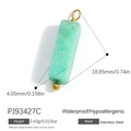 Waterproof stainless steel pendant with green natural stone cylinder and gold metal hoop - Rectangular Bar Pendant (PJ93427C) / Set of 3 / Sky Blue Texture