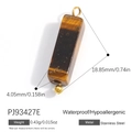Tiger eye stone rectangular pendant with gold stainless steel plating and dimensions - Rectangular Bar Pendant (PJ93427E) / Set of 3 / Tiger's Eye Pattern