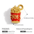 Miniature stainless steel french fries pendant with red FRIES container and gold chips - 18K Gold Plated / French Fries Style Pendant (PJ92845)