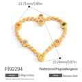 Golden stainless steel heart pendant featuring colorful beads and five small gemstones - Colorful Gem Heart Pendant (PJ92294)