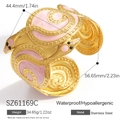 Verstellbares goldnes Schlangenarmband aus Edelstahl mit rosa Marmor-Emaille - Rosa Emaille (SZ61169C) / 18K Vergoldet