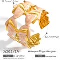 Bracciale rigido regolabile in acciaio inossidabile dorato con fiocco rosa - Fiocco Rosa (SZ61171A)