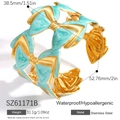 Bracciale a fiocco in acciaio inossidabile placcato oro 18K con smalto blu chiaro - Fiocco Blu (SZ61171B)