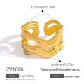 Wasserdichter, goldener Edelstahlring mit Wellenmuster und hypoallergenem Finish - Einfaches Wellenmuster (JZ21020) / Gold