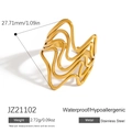 Bague vague large dorée en acier inoxydable, design imperméable et hypoallergénique chic - Anneau Large à Vagues Irrégulières (JZ21102) / Or