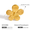 Anello a fiore vintage in acciaio inossidabile placcato oro 18k con trama martellata - Placcato Oro 18K / Stile Floreale Texture Martellata (JZ21066)