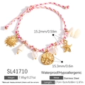 Pulsera océano de acero inoxidable bañada en oro de 18K con cordón rosa y blanco - Estilo Sol Concha (SL41710)