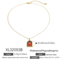 Collana d'oro in acciaio inossidabile con ciondolo a cuore rosso e raggi di sole - Stile Sacro Cuore B (XL32093B)